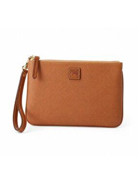 Dooney & Bourke Pebble Grain Large Wristlet Caramel Leather NWT Clutch